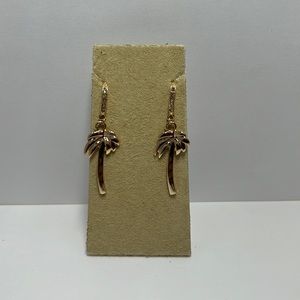 Gold tone wire palm tree earrings